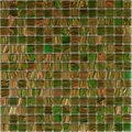 Apollo Tile Celestial 12 in. x 12 in. Glossy Green and Gold Glass Mosaic Wall and Floor Tile 20 sqft/case, 20PK APLST88GN416A
